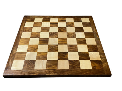 18" Handmade Acacia and Boxwood Hardwood Chess Board - Official Staunton™ 