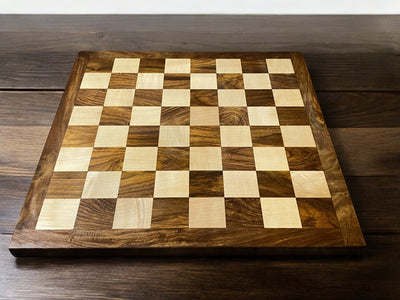 18" Handmade Acacia and Boxwood Hardwood Chess Board - Official Staunton™ 