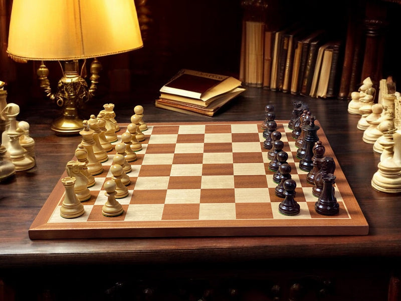 Spirit Rosewood Pieces, Mahogany Chess Set and Slide Lid Box - Official Staunton™ 