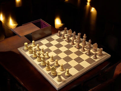 15.75" Walnut Chess Board, 3" Classic Acacia Pieces & Box - Official Staunton™ 