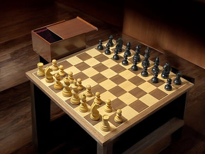 15:75 Inch Walnut Black Classic Wooden Chess Set & Box - Official Staunton™ 