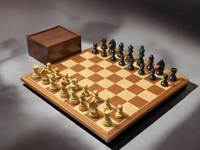 15.75” Classic Ebonised Mahogany Chess Set & Box - Official Staunton™ 