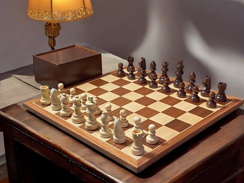 15.75" Economy Mahogany Classic Chess Set and Slide Lid Box - Official Staunton™ 