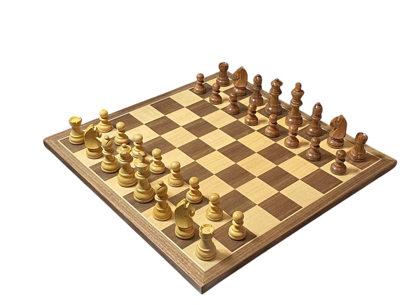 15.75" Walnut Chess Board, 3" Classic Acacia Pieces & Mahogany Box