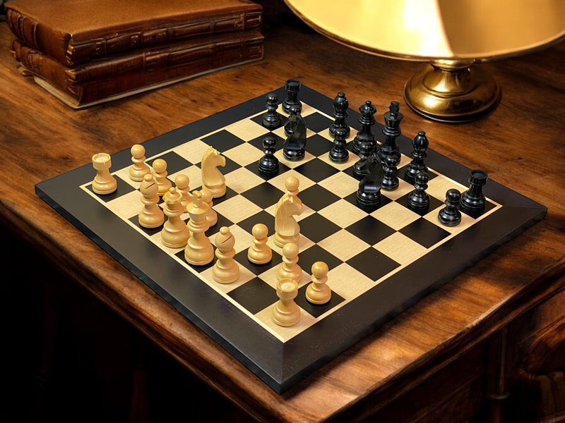 15.75" Classic Economy Anegre Chess Set & Slide Lid Box - Official Staunton™ 