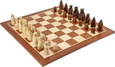 Isle of Lewis Large Chess Pieces, 19" Mahogany Board - Official Staunton™ 