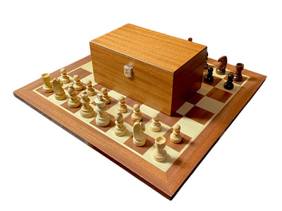 XL Grandmaster Acacia Mahogany Chess Set and Box