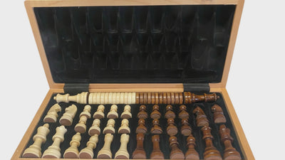 15" Walnut Folding Chess and Checkers Set