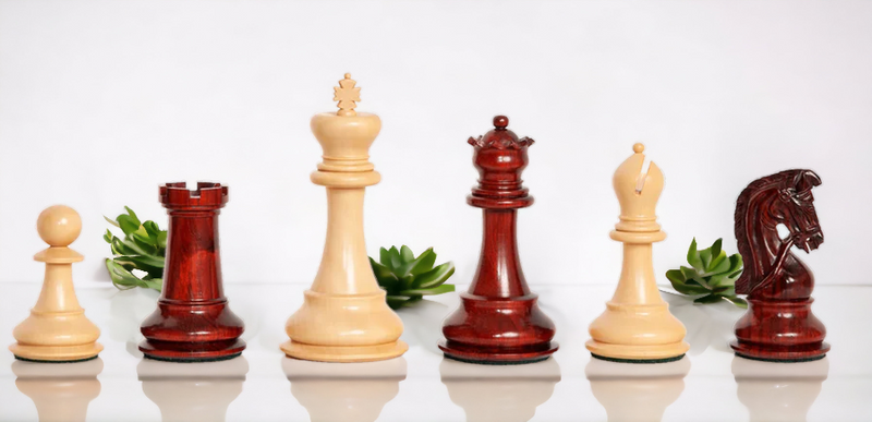 Italian Walnut Chess Board & Sultan Redwood Chess Pieces - Official Staunton™ 