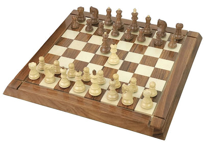 2.6" Zagreb Acacia Chess Pieces, 15 Inch Drueke Chessboard & Box