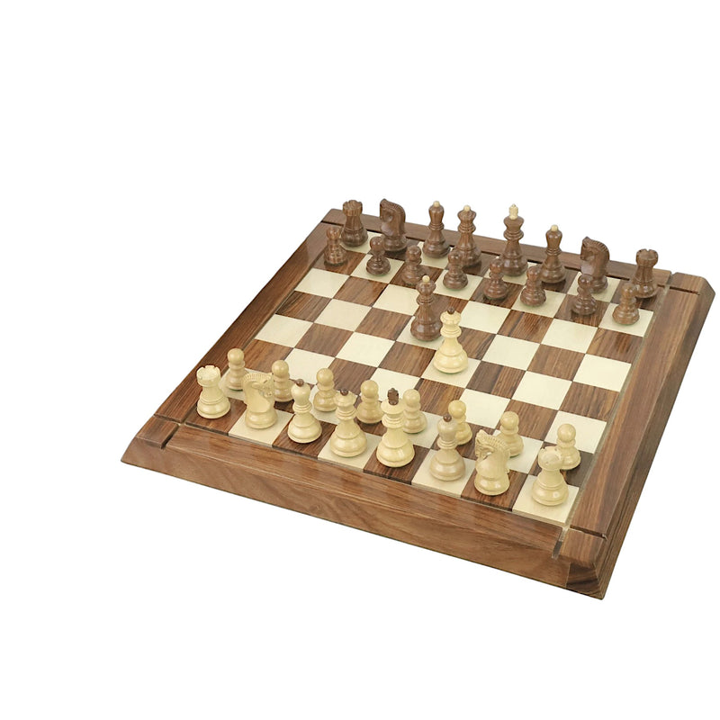 2.6" Zagreb Acacia Chess Pieces, 15 Inch Drueke Chessboard & Box