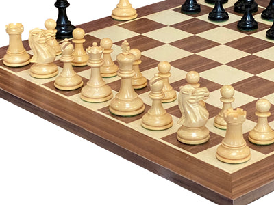 Elite Players Ebonised Chess Pieces, 19" Walnut Chessboard & Box - Official Staunton™ 