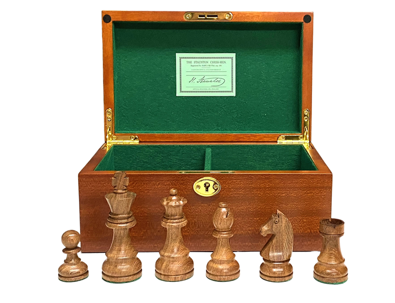 3.75" Staunton Classic Acacia Chess Pieces & Mahogany Box - Official Staunton™ 