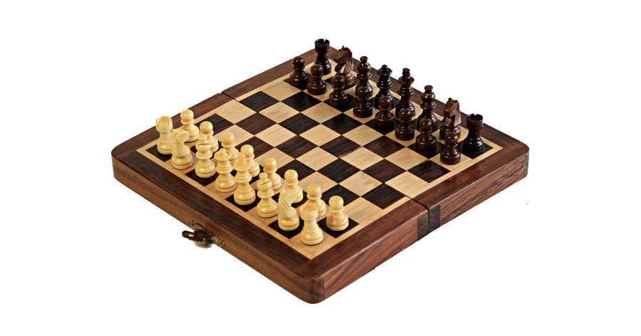 Handmade Wooden Chess Set with Magnetic Board and Hand Carved Staunton  Chess Pieces with Internal Storage, Travel Set | Size 12 X 12 Inches  (Open), 12