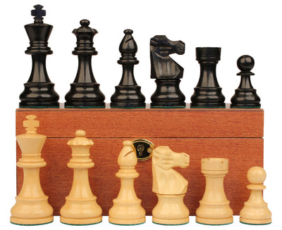 3.75" British Staunton Black Chess Pieces & Mahogany Box - Official Staunton™ 