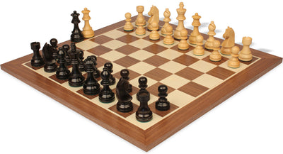 3.75" Ebonised Classic Chess Pieces, 19" Mahogany Chessboard - Official Staunton™ 