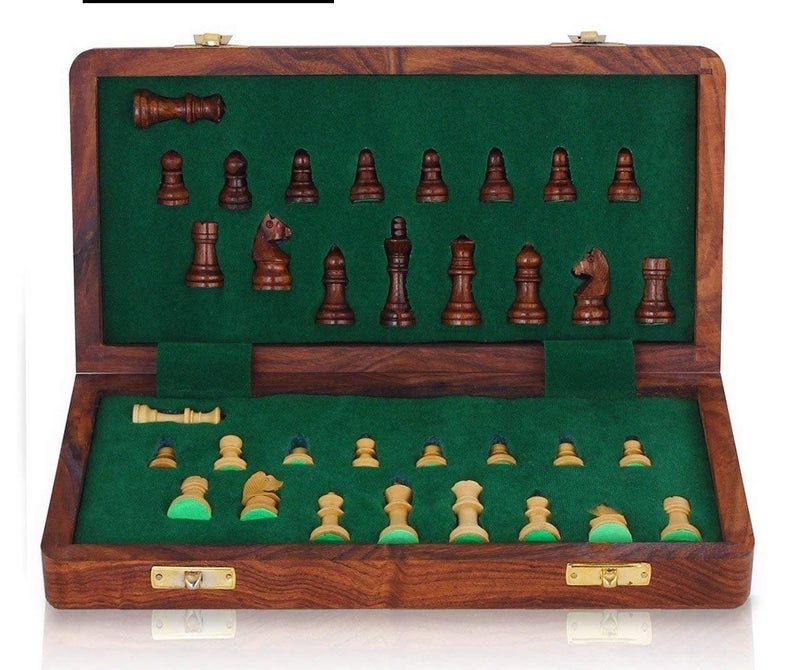 INTIGNIS Magnetic Wooden Chess Set Hand Crafted Foldable for