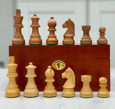 3" Staunton Classic Acacia Chess Pieces & Mahogany Box - Official Staunton™ 